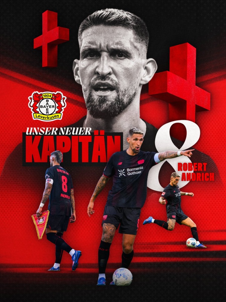 开云-官方：30岁中场安德里希出任勒沃库森新任队长